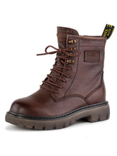 Women's Vintage Round Toe Solid Color Boots